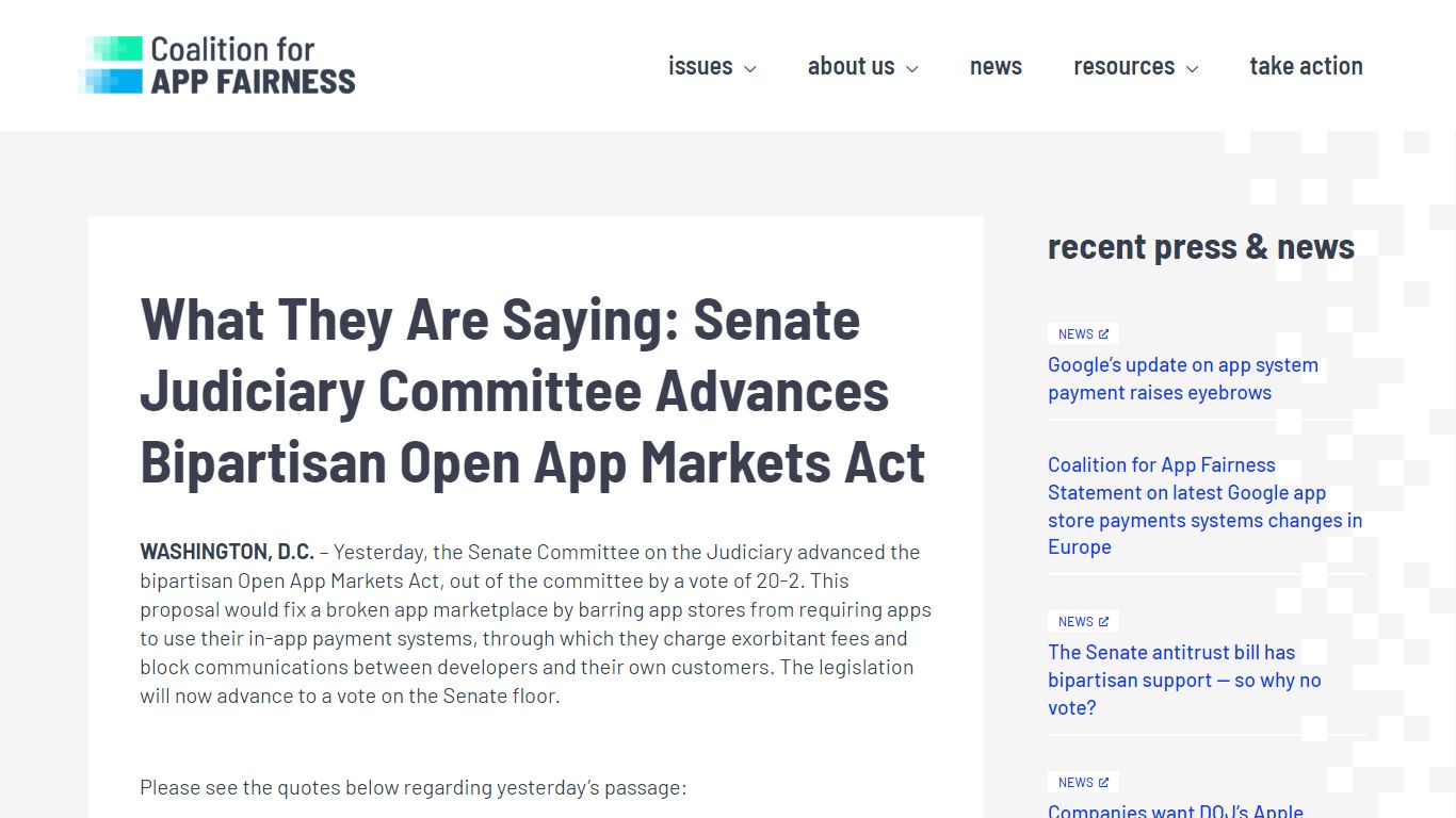 What They Are Saying: Senate Judiciary Committee Advances Bipartisan ...