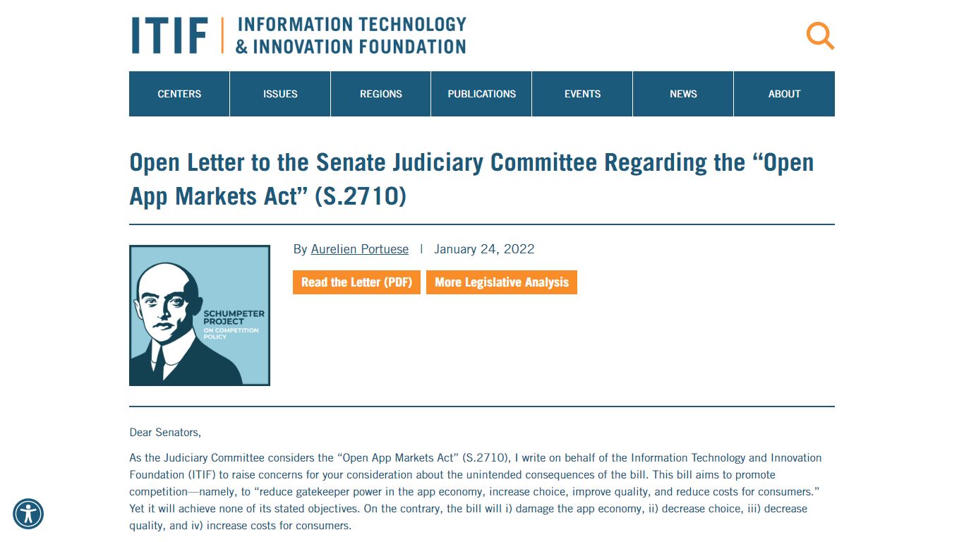 Open Letter to the Senate Judiciary Committee Regarding the “Open App ...